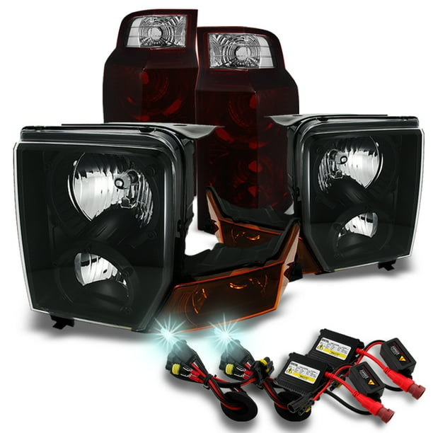 Fit 0610 Jeep Commander Black Headlights + Dark Red Tail Lights