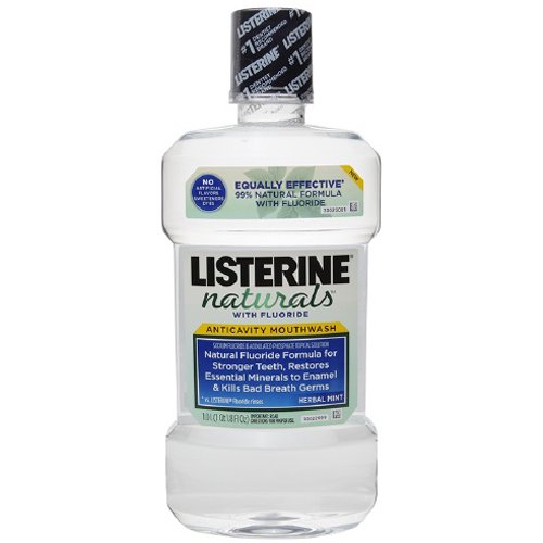Listerine Naturals Fluoride Herbal Mint Anticavity Mouthwash 1 Ltr, 3