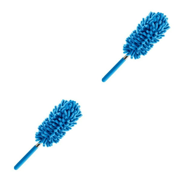 Plumero telescópico Yuarrent Varilla De Acero Inoxidable Herramienta De Limpieza Cepillo Para Polvo Retráctil Azul 2piezas