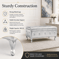 thumbnail image 6 of Aukfa 38" Upholstered Storage Ottoman Bench with Hidden Storage, Crystal Tufted Faux Leather Bed Bench, 380 lb, Silver, 6 of 8