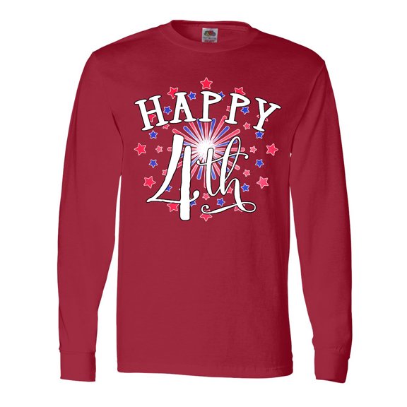 Inktastic Happy 4th- Fourth of July firework Long Sleeve T-Shirt