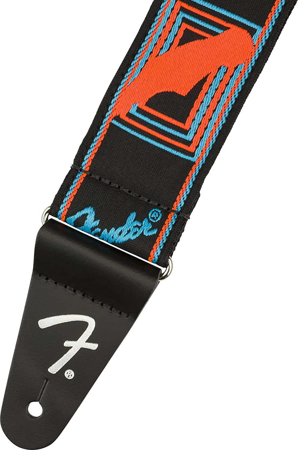 Fender 2" Monogrammed Neon Blue/Orange Nylon Guitar Strap #0990681302