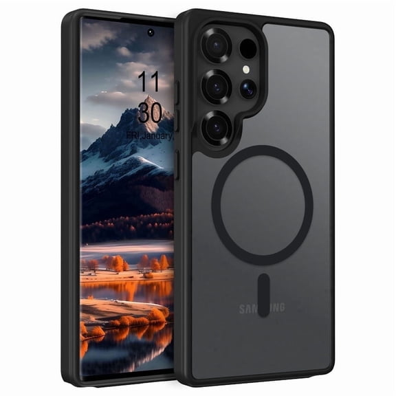 for SAMSUNG S25 Ultra Case Super Magnetic [Compatible with MagSafe] TPU Protective Translucent Matte Smooth, phone case for SAMSUNG S25 Ultra, Black