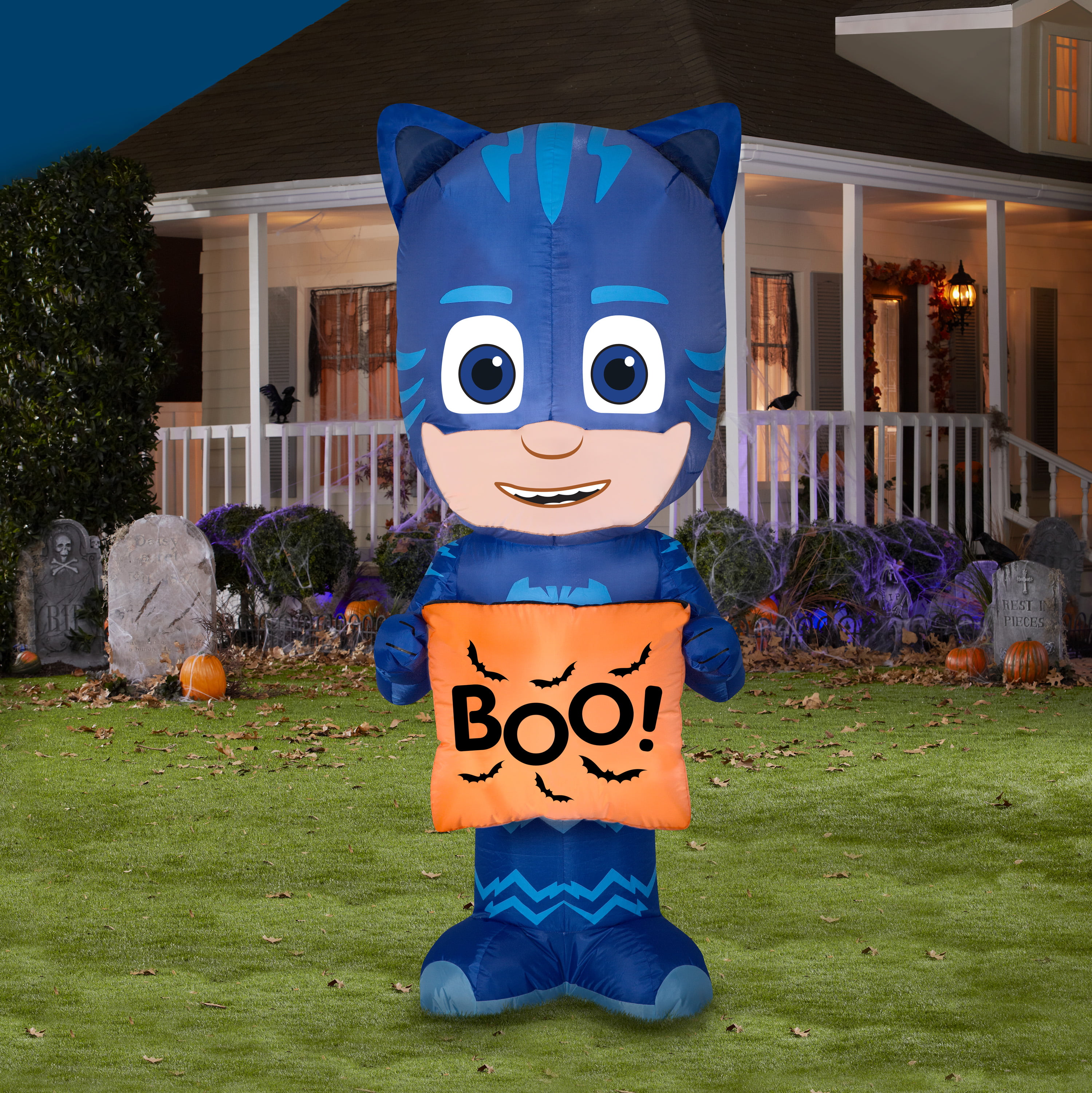 Catboy with Treat Bag Airblown Inflatable Halloween Yard Decor Gemmy 5ft KG 