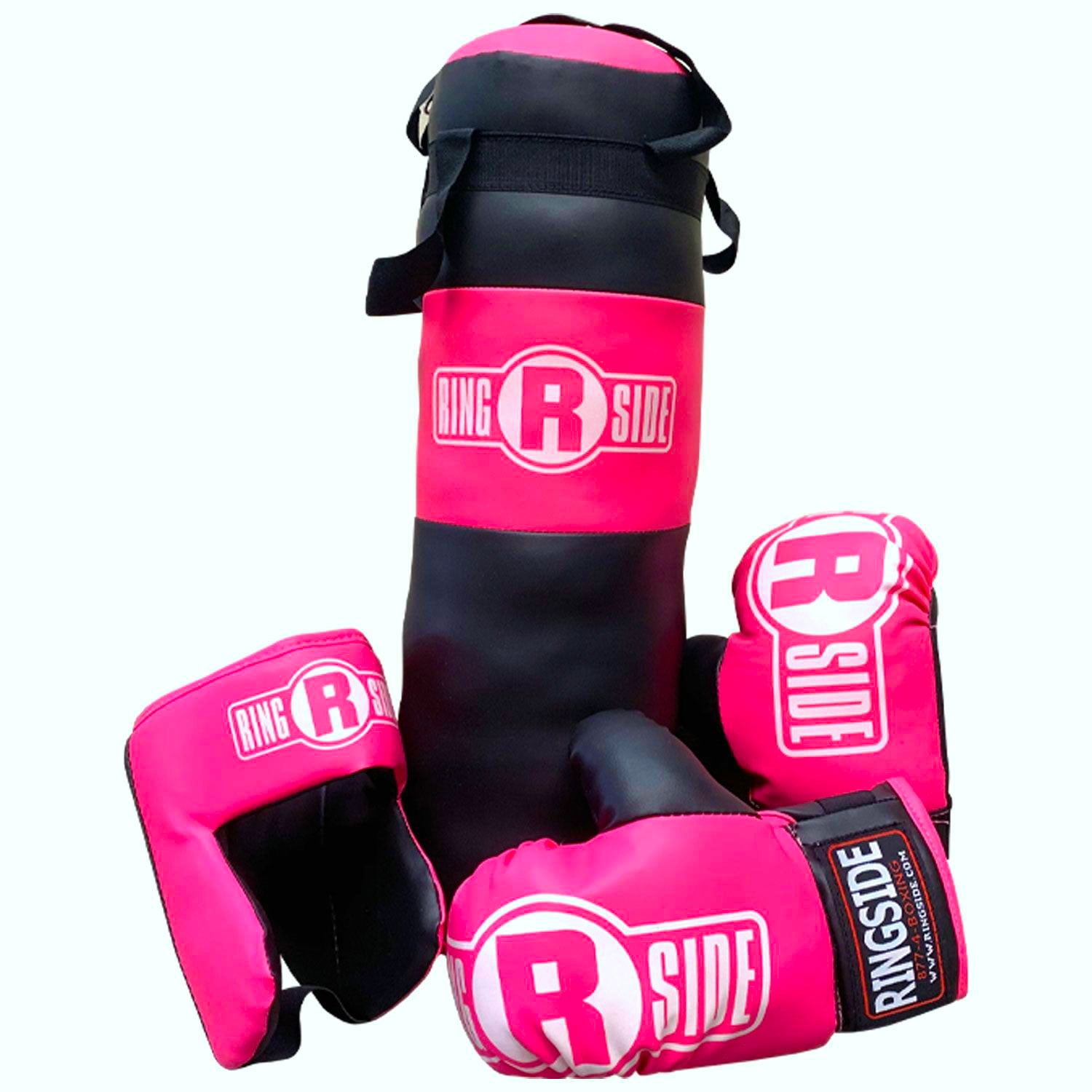 Ringside Kids Boxing Set with Mini Heavy Bag, Gloves and Headgear - Pink