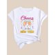 thumbnail image 2 of Women Crewneck Print Short Sleeve T-Shirts Summer Tees Loose Fit Graphic TopsWomen'S Casual Fashion Polyester T-Shirt with "Cheers to the New Year" Print, Crew Neck, Short Sleeve, Knit Fabric, Medi, 2 of 7