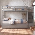 thumbnail image 3 of Harper & Bright Designs Stairway Bunk Bed Twin over Twin, Wooden Twin Size Bunk Bed Frame with 6 Storage Drawers and Staircase for Boys and Girls Adults, Gray, 3 of 20