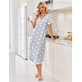 thumbnail image 2 of Ekouaer Nightgowns for Women Bamboo Viscose Long Night Gown Short Sleeve Moo Moos V Neck Sleep Shirts Pleated House Dress, 2 of 6