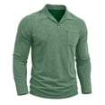 thumbnail image 4 of GrmtClth Casual Daily Wear Lapel Collar Retro Washed Polo Tops, Single Chest Pocket Long Sleeve Regular Fit Vacation Walking Shirts Green M, 4 of 7