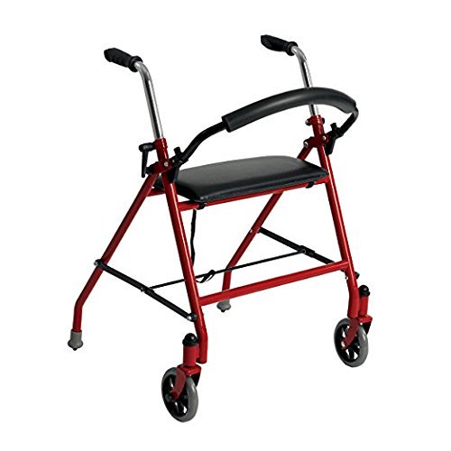 Drive Medical 1239RD Déambulateur à Deux Roues avec Siège, Rouge