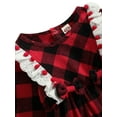 thumbnail image 4 of Qiylii Baby Girls Christmas Bodysuit Plaid Print Ruffle Long Sleeve Romper+Headdress, 4 of 6