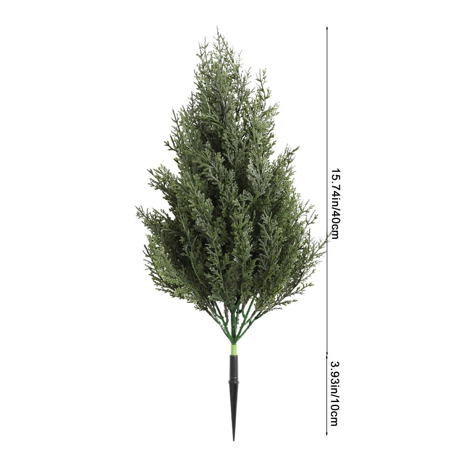 16" Artificial Cypress Topiary Tree with Ground Spike, Fake Shrubs UV Resistant Artificial Cedar Bushes, 1 Pack Faux Plants for Indoor Outdoor Front Porch Garden (Green)