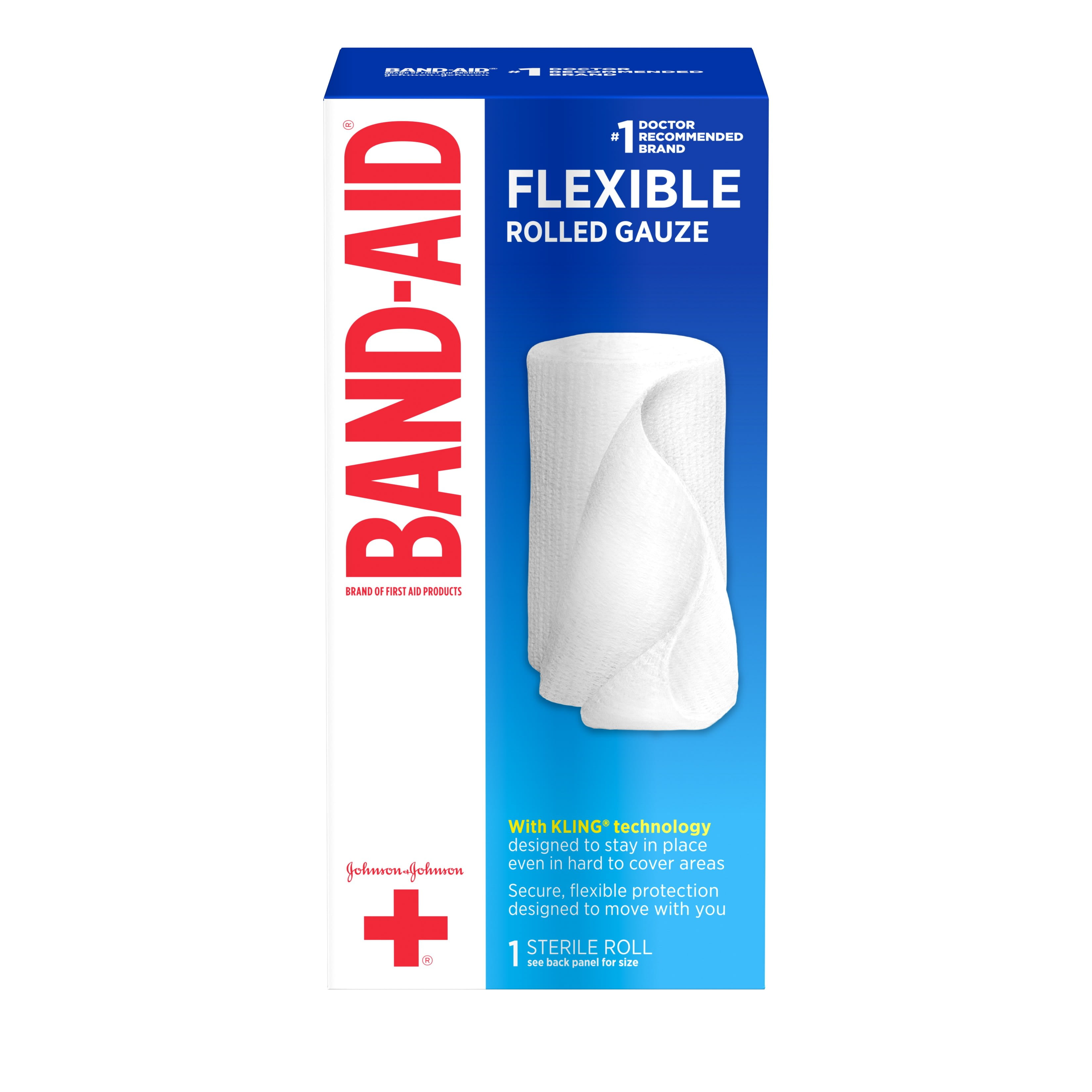 Band Aid Brand First Aid Product Flexible Rolled Gauze, 4 in x 2.5 yd