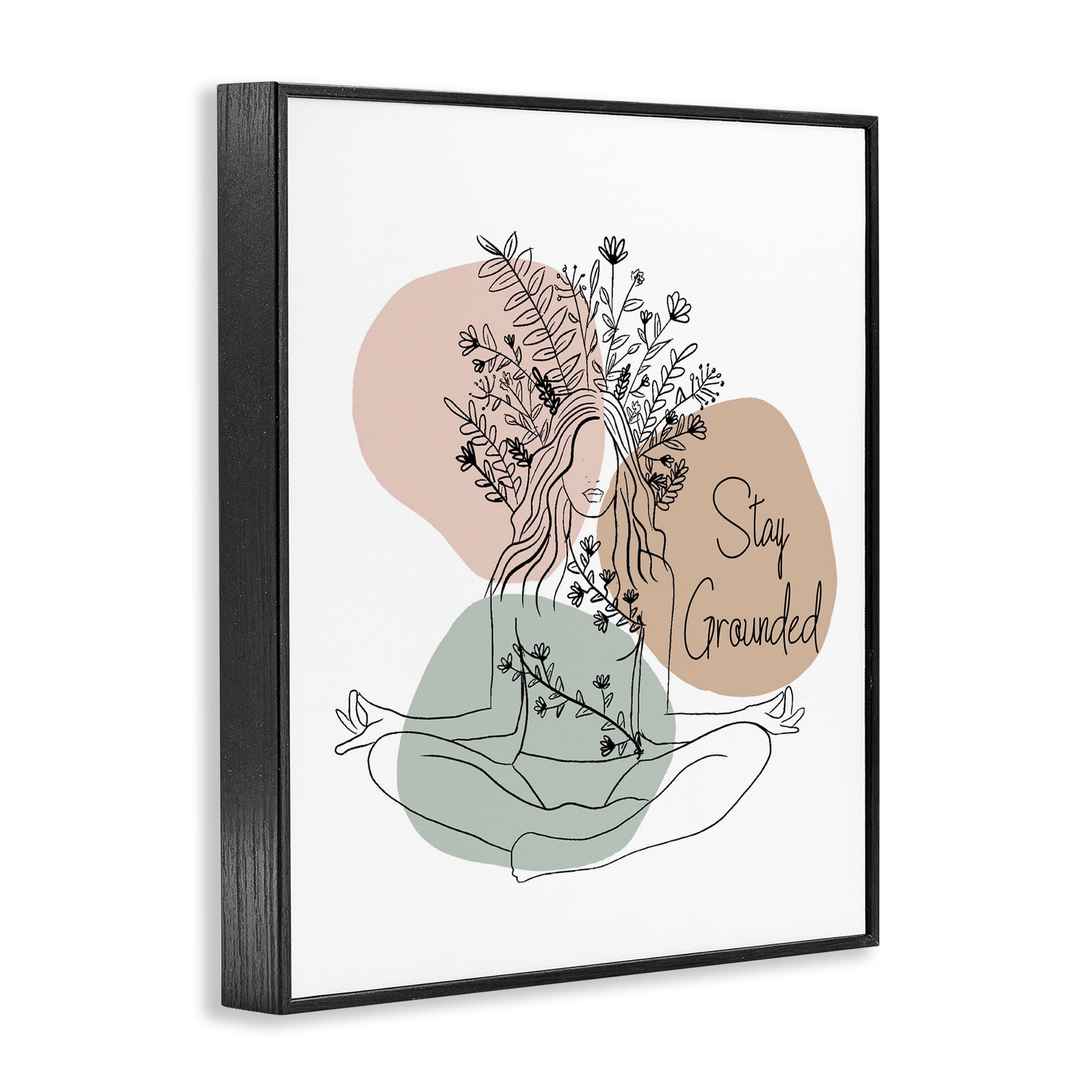 Stupell Industries Stay Grounded Portrait Typography Painting Black Framed Art Print Wall Art, 11 x 14