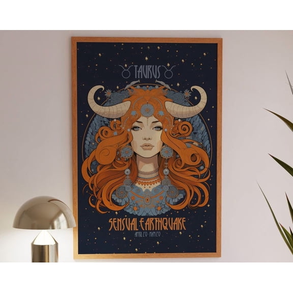 Kna Prints - 1 Pc Poster 70S Decor, Art Nouveau Print, Gift For Taurus, Taurus , Zodiac , Taurus Decor, Zodiac Print, Taurus, UNFRAMED-8x12