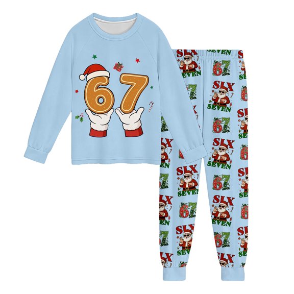 67 shirt Cozy Print Pajama For G'irls Two Piece Sleepwear Loungewear Soft Blend Nightwear Outfit Comfortable K'ids Bedtime Attire