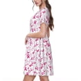 thumbnail image 2 of Fotbe Robe de Sensibilisation au Cancer du Sein Motif 4 Robe Maxi Décontractée à Manches Courtes pour Femmes Robe T-Shirt Rayée Longue à Blocs de Couleur, 2 of 6