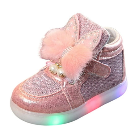 

Awdenio Kids Sneakers Toddler Infant Kids Baby Girls Rabbit LED Luminous Sport Shoes Sneakers