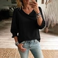 thumbnail image 2 of Cilsoka 3/4 Length Sleeve Womens Tops Asymmetric Square Neck Dressy Casual Blouses Business Work Shirts with Smocked Cuffs, 2 of 6