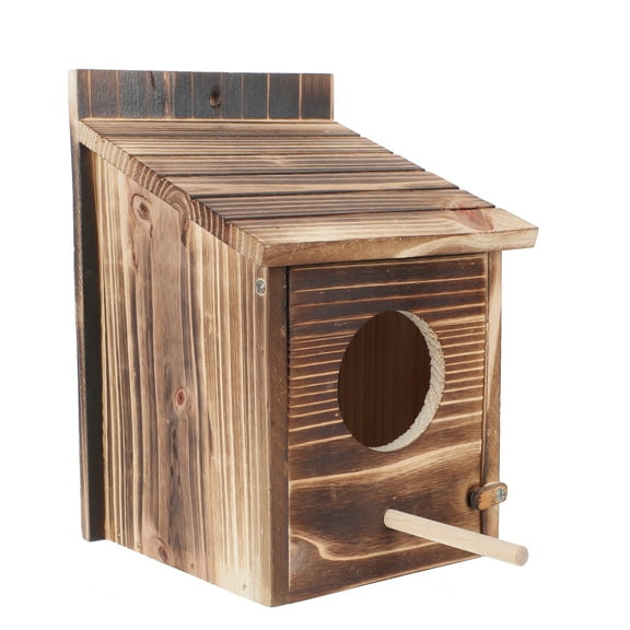 Wooden Window Bird Feeder with Hummingbird Drinkers, Outdoor Birdhouse for Garden, Backyard, Patio, and Wildlife Watching