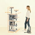 thumbnail image 3 of PawHut 54" Cat Tree Tower with Scratching Posts, Cat Condos, Light Grey, 3 of 10
