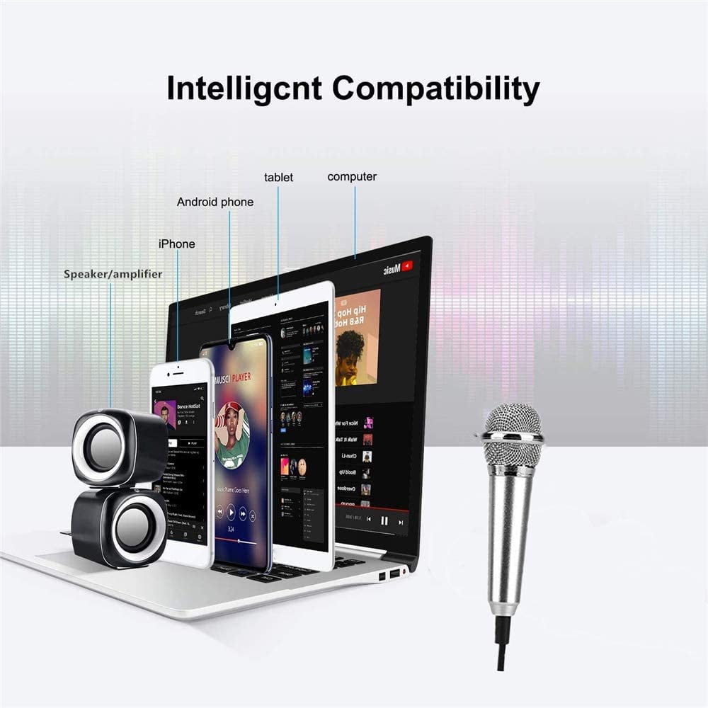 Mini Microphone Tiny Microphone Phone Microphone,Omnidirectional Mic forVoiceRecording Chatting and Singing on iPhone,Android,PC Black 
