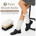 thumbnail image 6 of Kiibsot 3 Pairs Slouch Socks for Women Girls, Ruffle Frilly Turn Cuff Socks, Vintage Knit Scrunch Knee High Boot Socks Size 5-11, 6 of 6