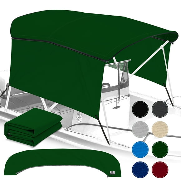 KNOX Universal 3 Bow Bimini Top Replacement Canvas & Sidewalls, 900D Marine Grade Sun Shade Boat Canopy with Detachable Side Blocks, Storage Boot, No Frame, 67-72"W, Hunter Green