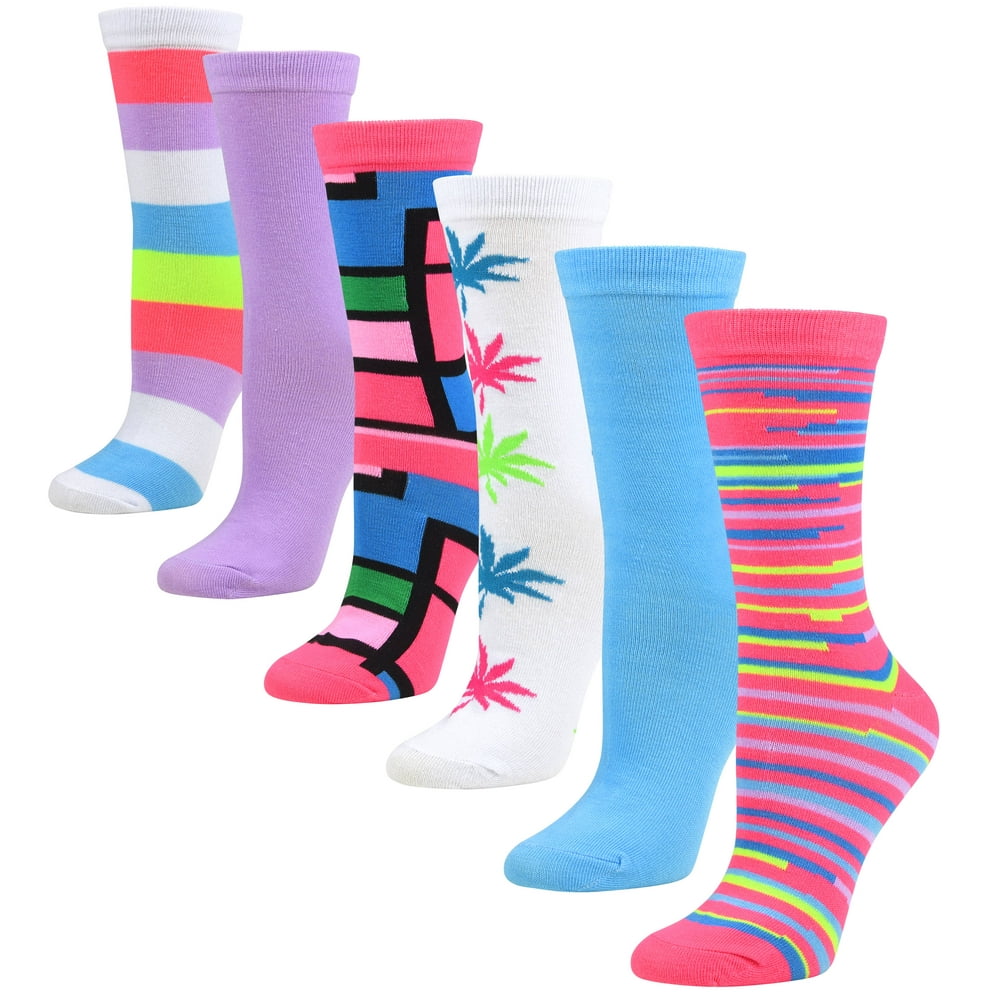 Debra Weitzner - 6 Pairs Women’s Colorful Crew Socks Novelty Patterned ...
