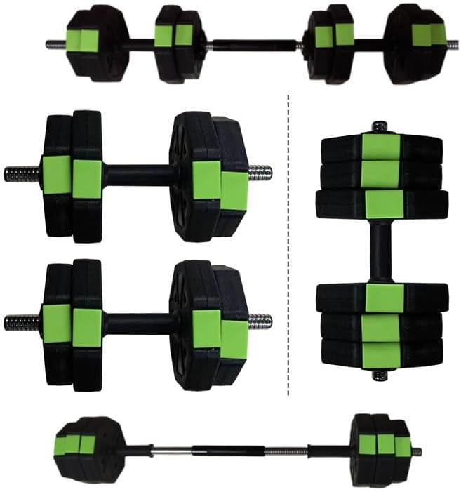 Luku Adjustable Dumbbell and Barbell Set - Octagon Design, Eco-Friendly Material, 30 lbs Total