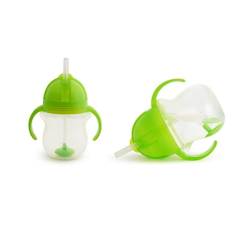 Munchkin Click Lock 7 Ounce Weighted Flexi-Straw Cup, 2 Pack, Green