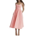 thumbnail image 3 of Fortune Women's Midi A-Line Dress Solid Color Spaghetti Strap Beach Dresses, 3 of 9