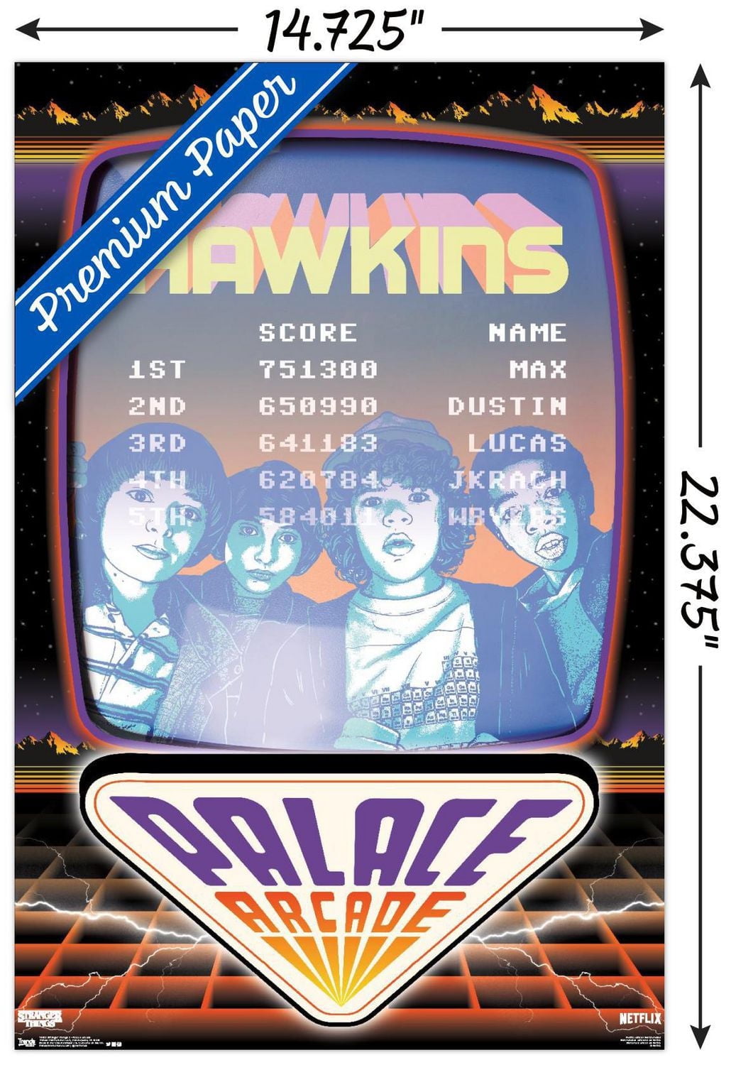 Netflix Stranger Things: Season 2 - Palace Arcade Wall Poster, 22.375" x 34"