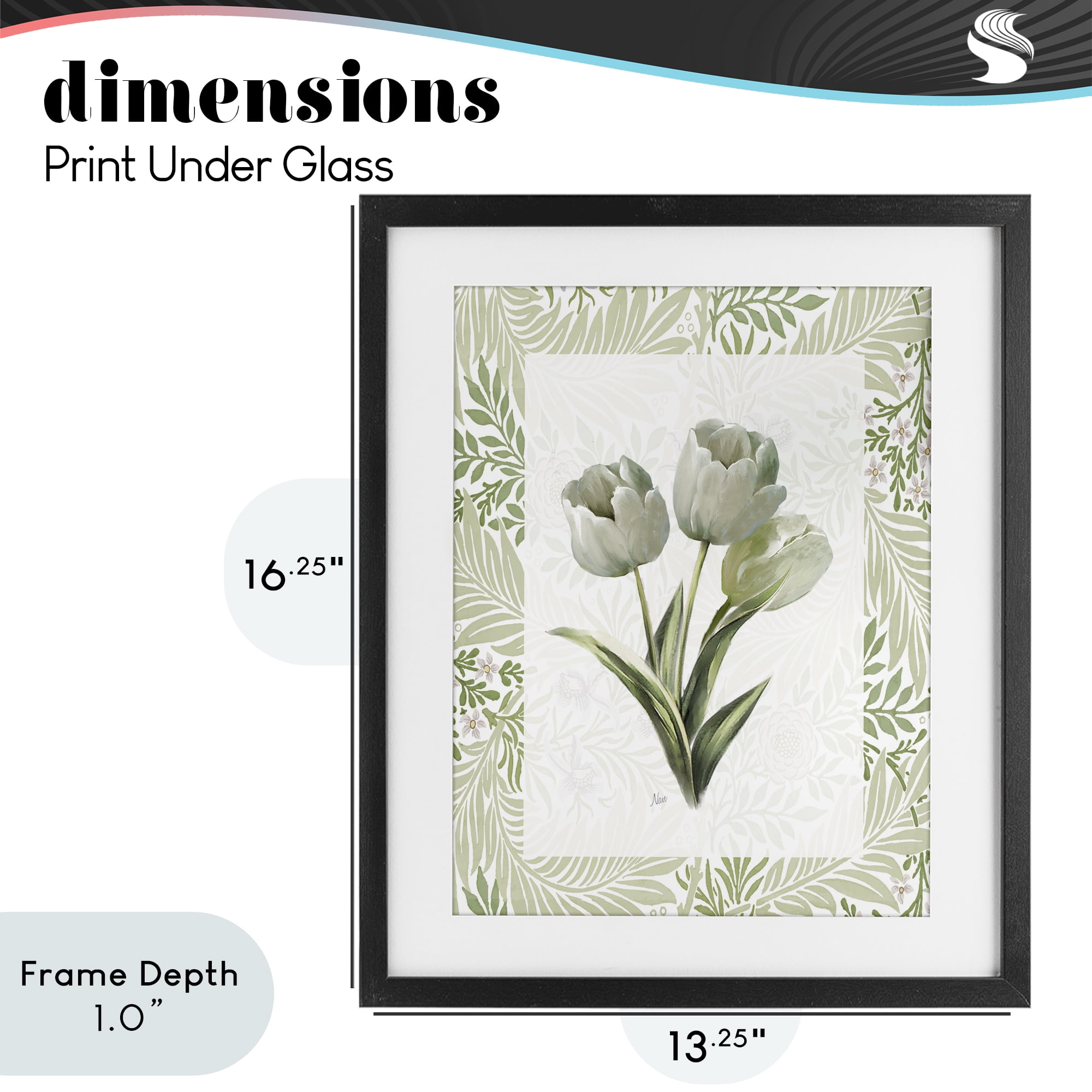 Stupell Industries Pale Green Tulip Trio Black Framed Print Under Glass, design by Nan