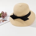 thumbnail image 2 of Shadoumai Straw Bucket Hat Women Beach Hat Handmade Natural Raffia Woven Flat Sun Hats Men Travel Cap, 2 of 7