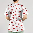 thumbnail image 4 of Valentine Day Nursing Scrubs Womens V Neck Quick Dry Love Heart Print Plus Size Scrub Tops Short Sleeve Cute Uniforms with Pockets Hot Pink S, 4 of 5