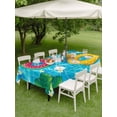 thumbnail image 4 of Outdoor Tablecloth with Umbrella Hole for Patio/Picnic/Party/Camping, Summer Swimming Pool Waterproof Table Cloth Rectangle Table Cover Washable, Floral Plumeria Leaves Blue Plaid (60"x 102"), 4 of 8