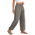 thumbnail image 7 of Nestiefly Womens Balloon Pants Trendy Casual Elastic Waist Wide Leg Harem Pants Baggy Pleated Lantern Trousers Light Gray S, 7 of 7