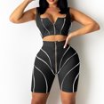 thumbnail image 1 of CEHVOM Women's Solid Color Stitching Zipper Cardigan Vest Sports Two-Piece Suit, 1 of 6