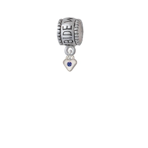 Mini Blue Birthday Crystal Heart - Abide With Me Charm Bead