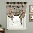 thumbnail image 2 of Spring Flowers Balloon Curtains for Windows, Bedroom Curtains 54 Inch Length, Farmhouse Vintage Black Plaid Wood Grain Tie Up Curtains Panels Thermal Insulated Bathroom Curtains Window 42"x54", 2 of 8