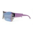 thumbnail image 3 of Womens Wrap Rimless Shield Plastic 80s Color Mirror Sunglasses Purple - Yellow Mirror, 3 of 4