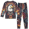 thumbnail image 2 of FORMRS Long Sleeve Top and Pants Pajama Set for Niños 2-Piece Sleepwear, Sizes 18M-8Y, Brown Abstract Eagle, 2 of 6