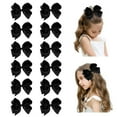 thumbnail image 5 of southwit 12 PCS 6" Big Hand-made Grosgrain Ribbon Hair Bow Alligator Clips Hair Accessories for Little Teen Toddler Girls - Black, 5 of 5