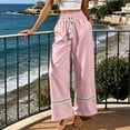 thumbnail image 6 of Linen Cotton Casual Pants For Women Drawstring Pocket Lace Trim Elastic Waist Garden Party Daywear Summer Flowy Easy Matching Style Lightweight Comfort, 6 of 6