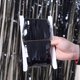 thumbnail image 4 of KIRIKOU 3 piezas juego de cortinas de borla de lámina negra decoración de fiesta de fondo, lámina de aluminio metálico de 3,2 pies x 6,5 pies para la ducha de bebé de novia soltera de cumpleaños, 4 of 5