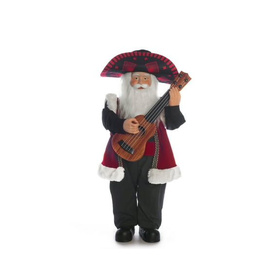 Christmas Decor Mariachi Santa 18 Inch, Mexican Santa Claus Collectible Figurine Traje de Mariachi Guitar and Outfit for Holiday Celebration, Santa Claus Mexicano con Guitarra, Decoracion Navideña
