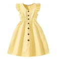 thumbnail image 1 of XASZHN Robe d'Été Décontractée pour Enfants Filles Robe d'Été Sans Manches Ligne A Boutonnée Ourlet à Volants Robes Rayées 8 12 Ans Jaune 11-12 Ans Robes d'Été Décontractées pour Filles, 1 of 9