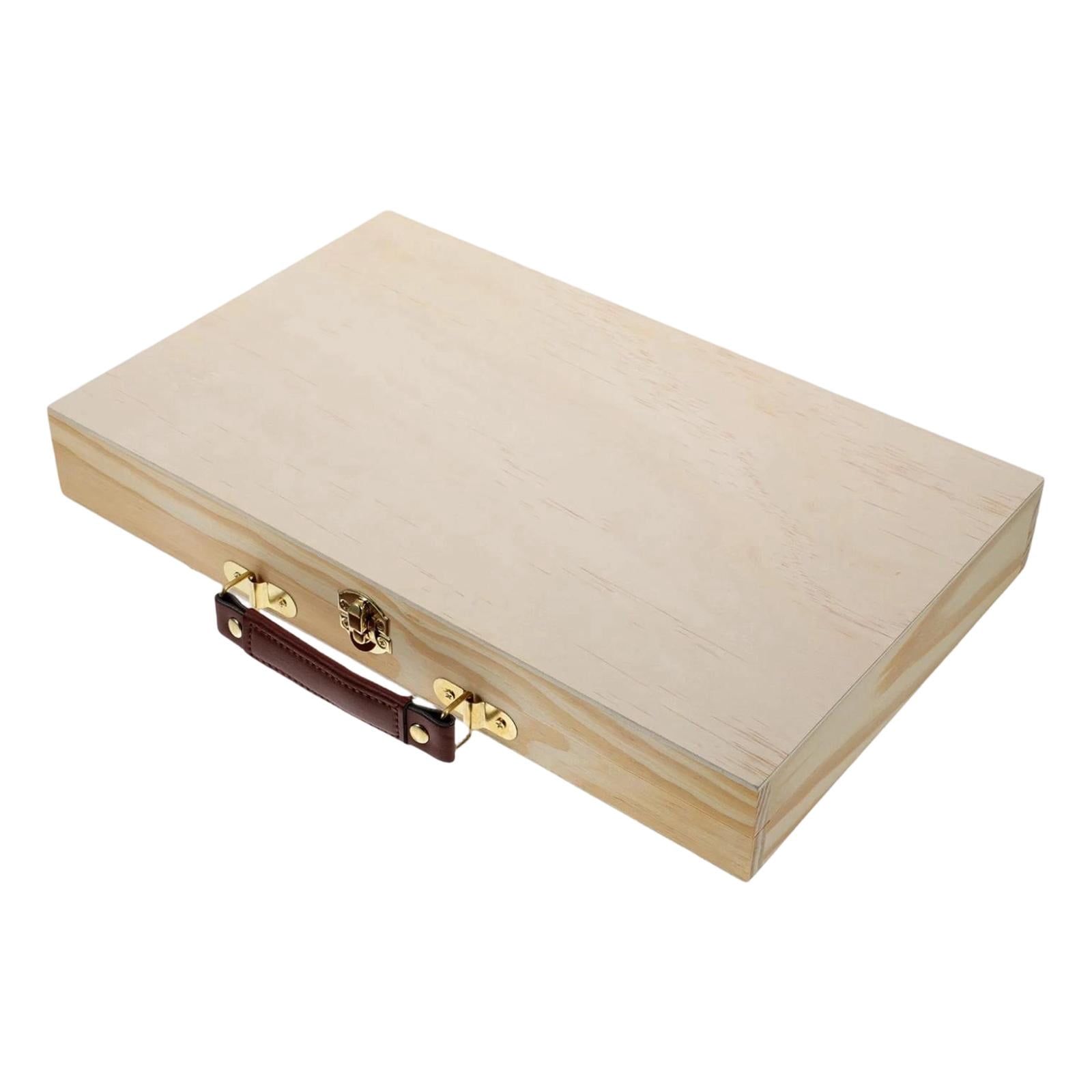Sharprepublic Art Organizer Supply Box Wood Compact Handheld Craft Storage Accessory Case with