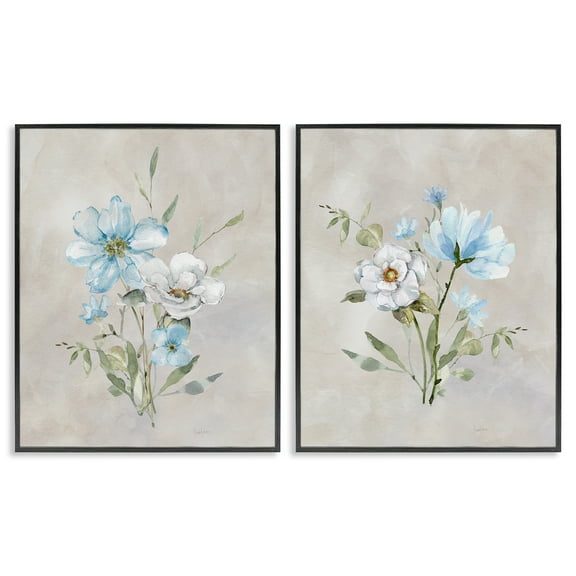 Stupell Industries Delicate Flower Tendrils Plants & Flowers Painting Black Framed Art Print Wall Art, 11 x 14, Set of 2